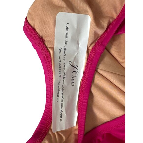 NWT J. Crew Ruched Ruffle One Piece Swimsuit Radiant Fuchsia Size 14 - Picture 9 of 13
